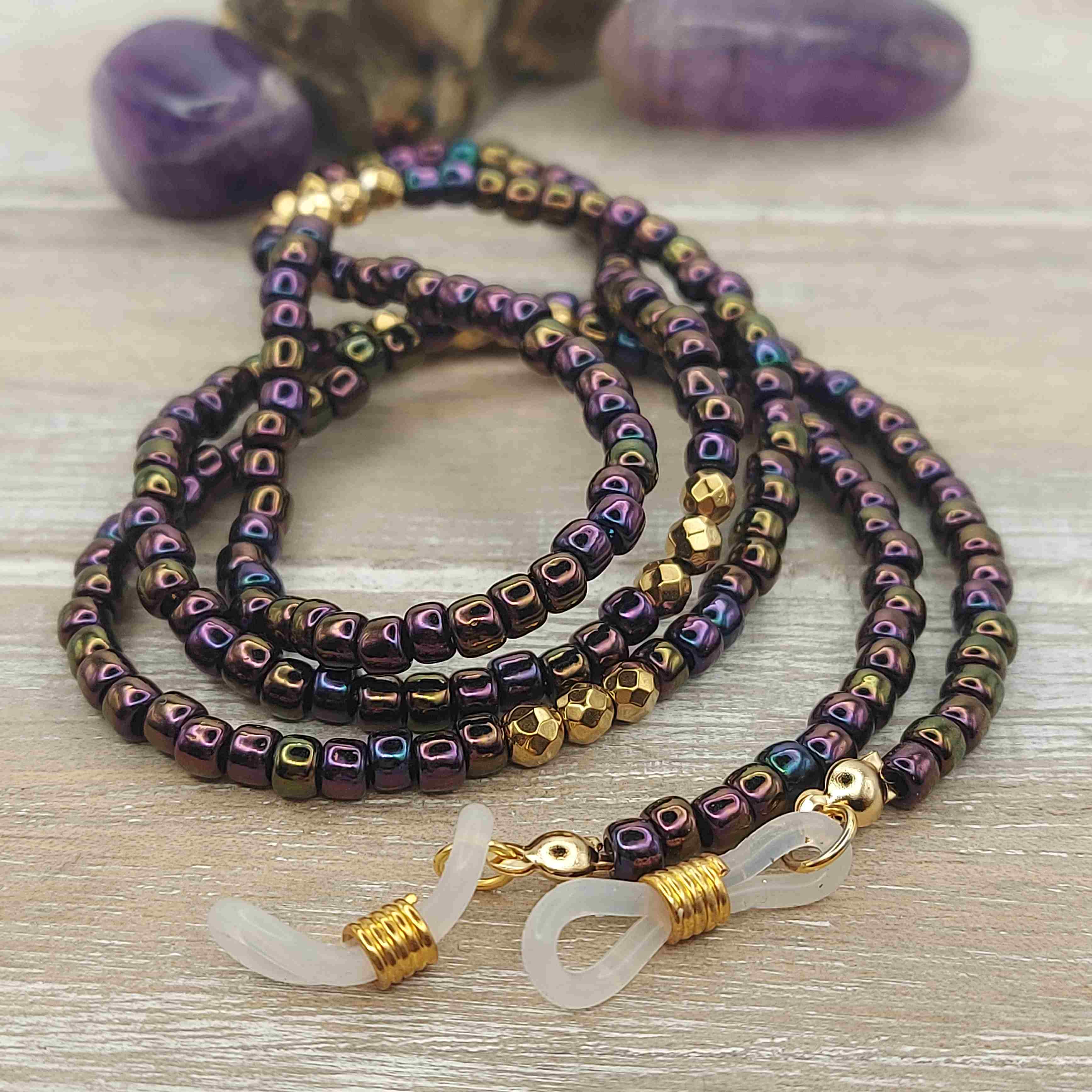 Lila-arany szemüveglánc hematit ásvánnyal galéria kép