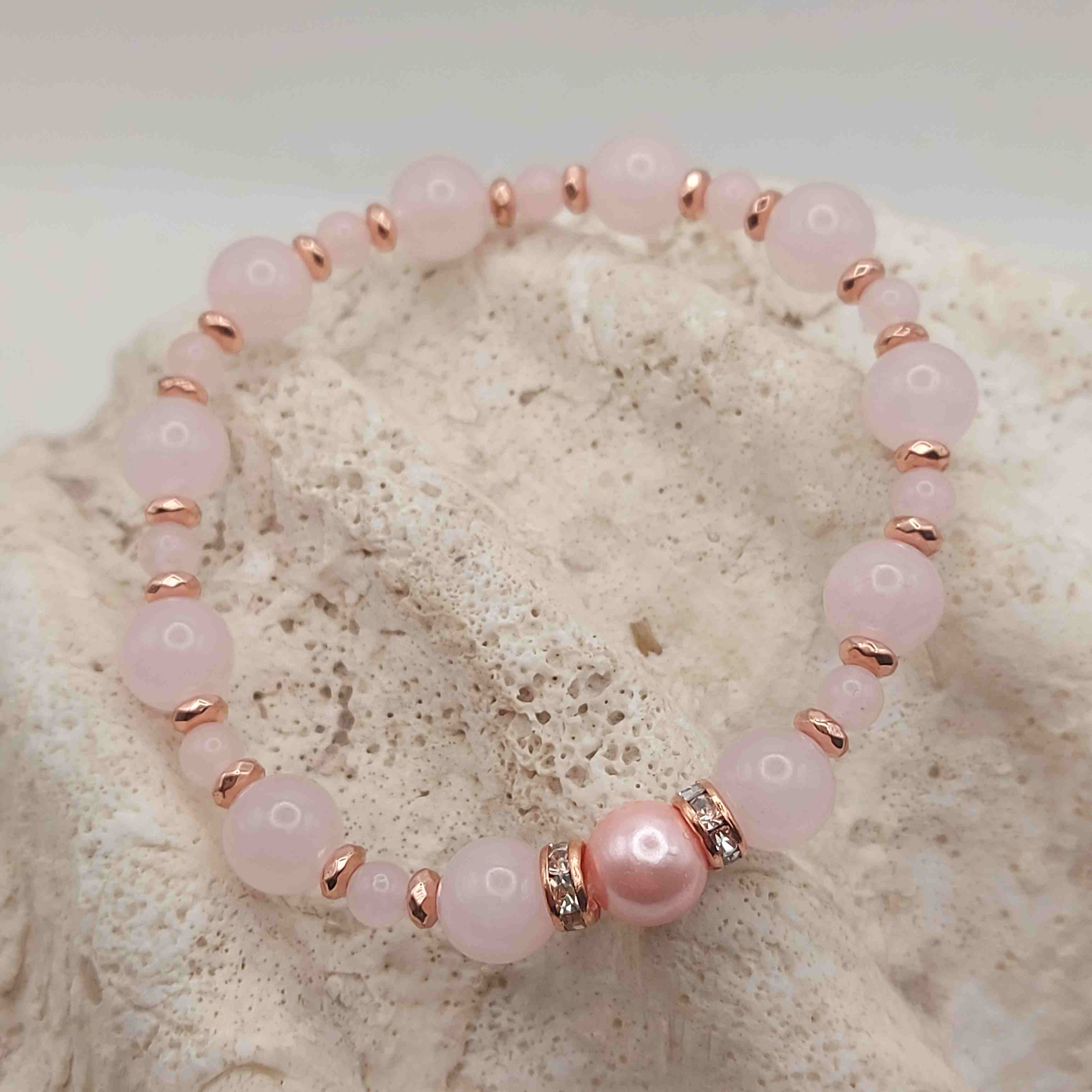 Madagaszkári rózsakvarc karkötő galéria kép