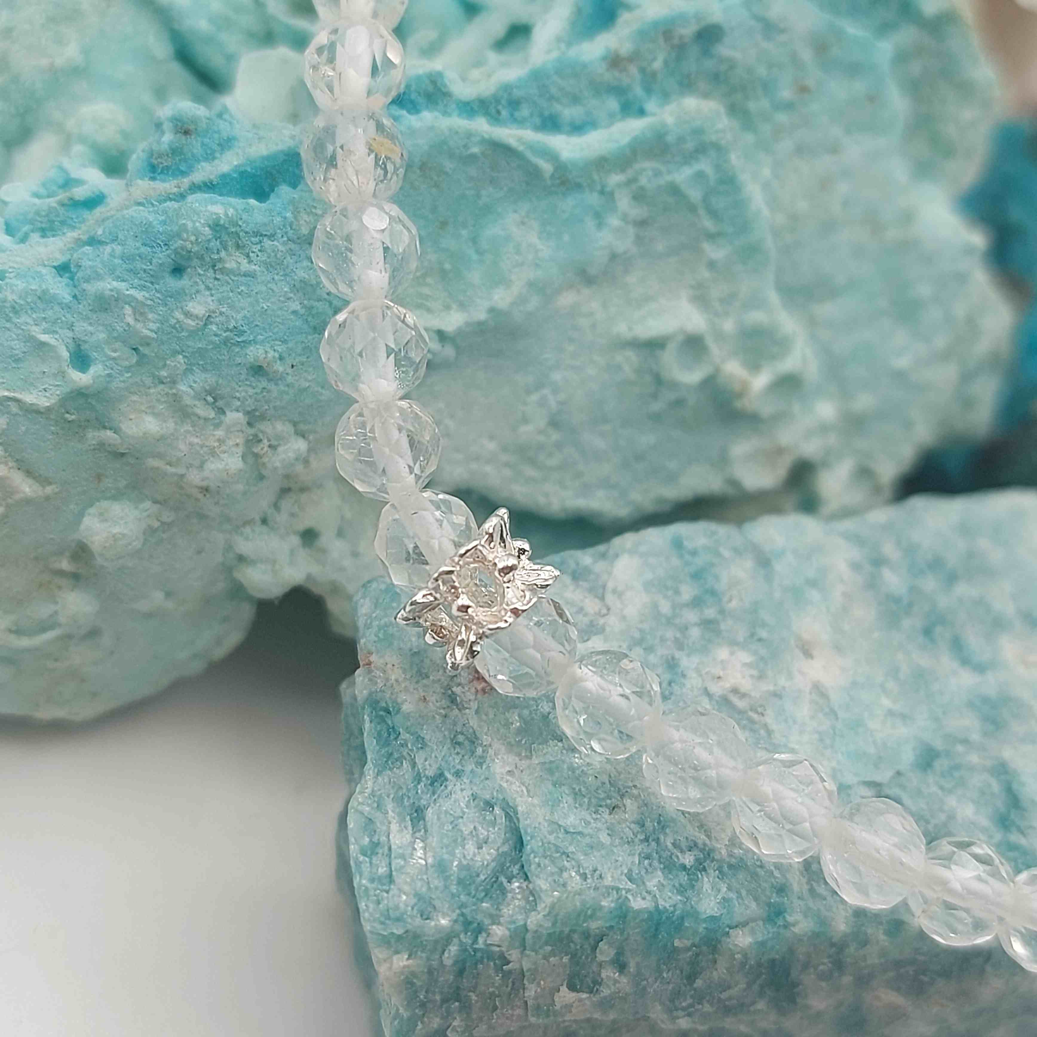 Fehér topáz női ásvány karkötő 925 ezüsttel galéria kép